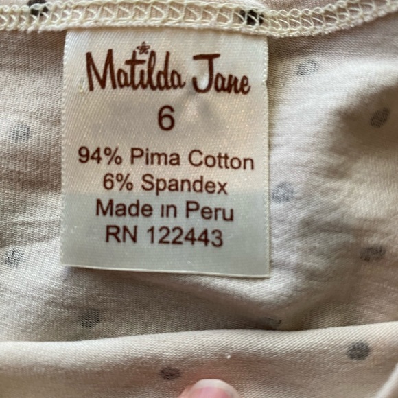 Matilda Jane Homeroom Sack Lunch Polka Dot Tee size 6 - Picture 3 of 6